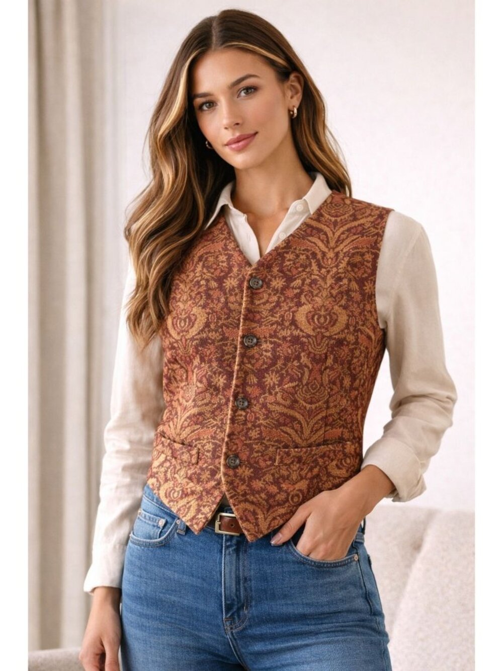 Le Collezioni Structure Sweater Vest Size S Book Nerd Lagenlook Preppy Academia